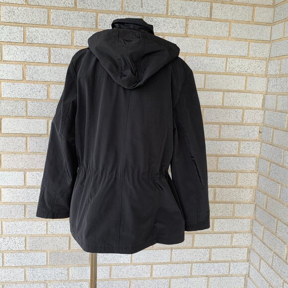 CHARTER CLUB WATER RESISTANT BLACK HOODED JACKET SIZE XL 100% POLYESTER - Picture 5 of 9